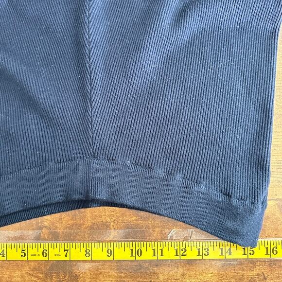 Zara Knit Ribbed Sweater Pants Large Petite Navy Wide Leg Loungewear Boho Preppy - Picture 6 of 9